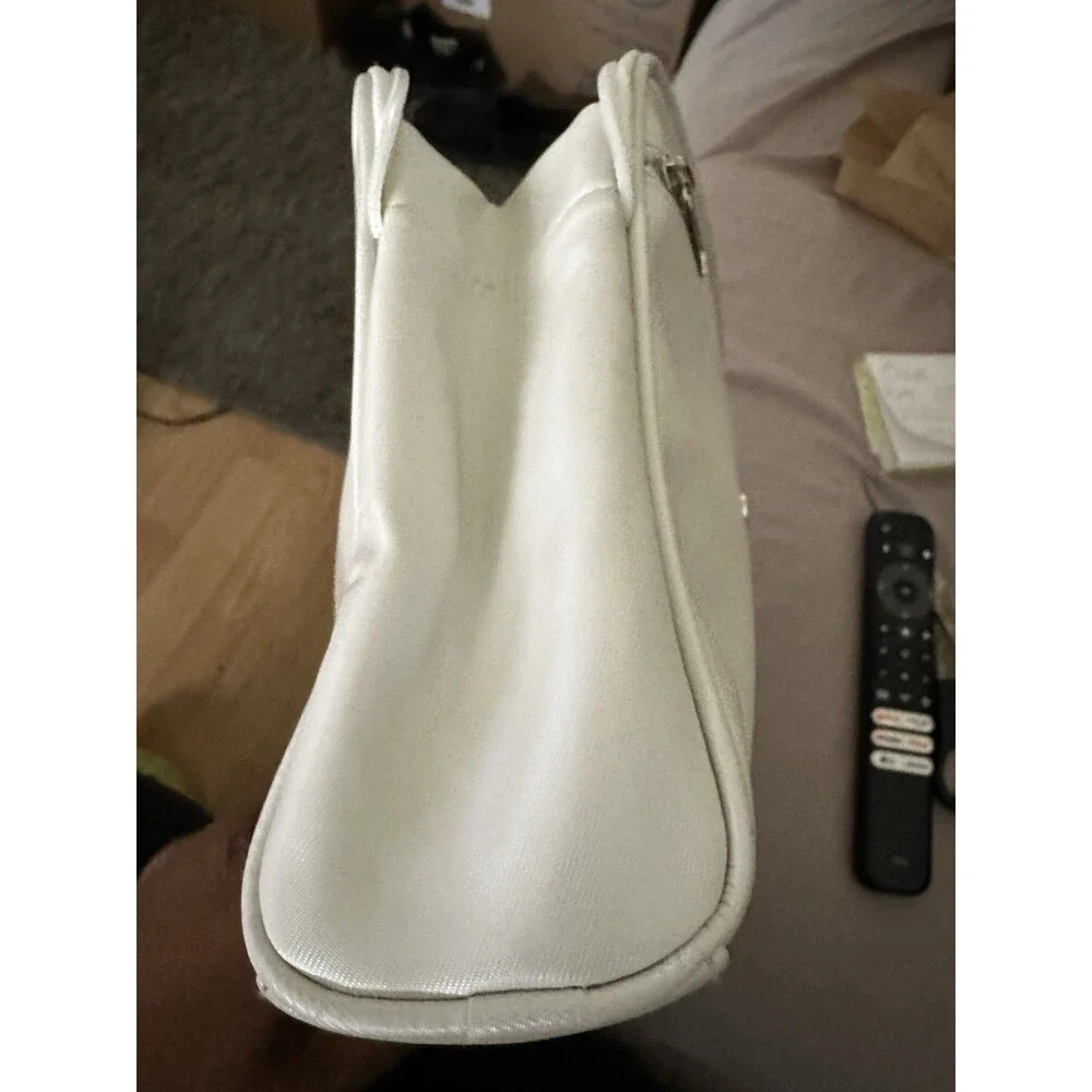Chloe Vintage Cosmetic/jewelry Bag 12”X8”X3” Ivory Satin Finish Faux Leather